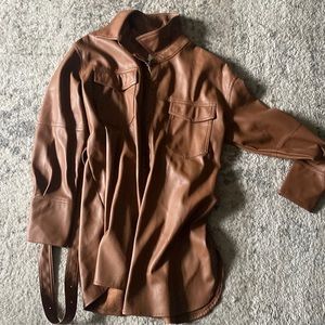 Brown leather dress/ jacket/ top. Versatile